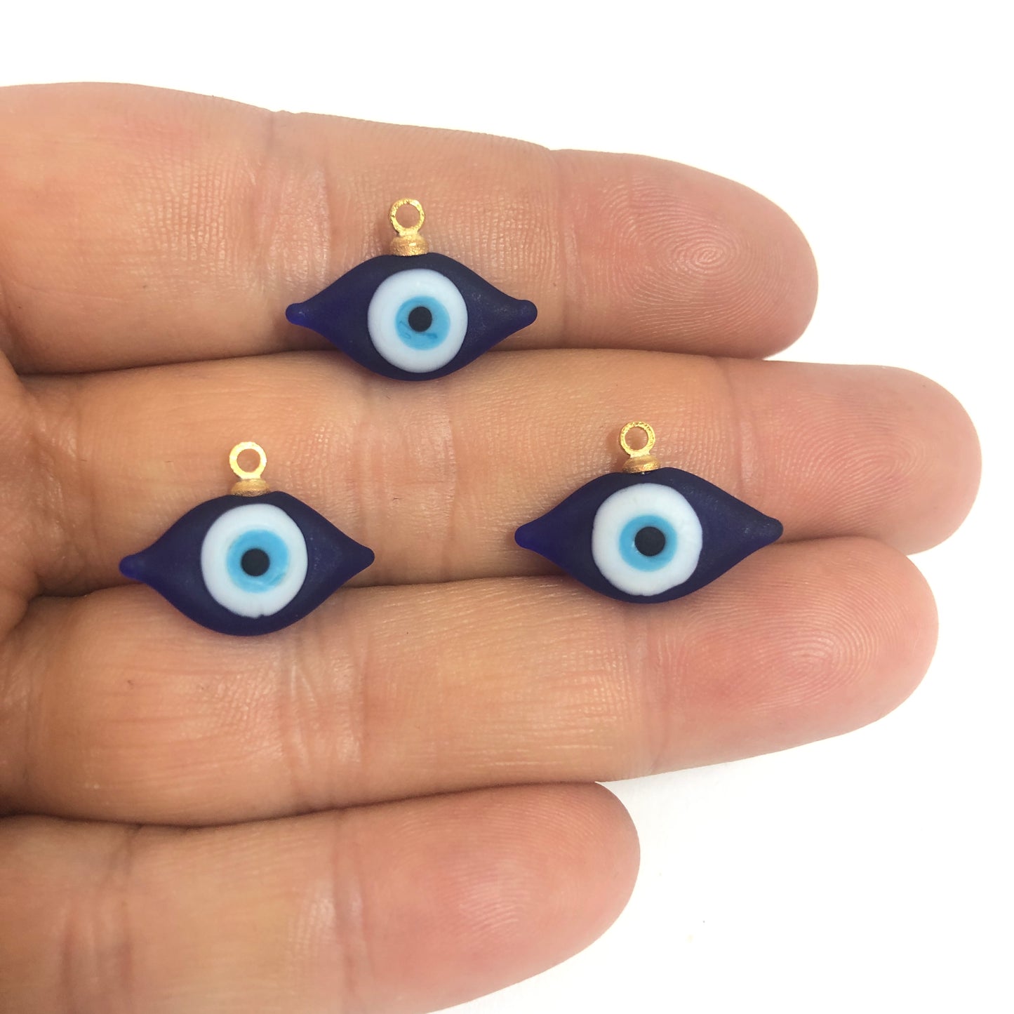 Murano Buzlu Cam Göz Nazar Sallantı-Kobalt