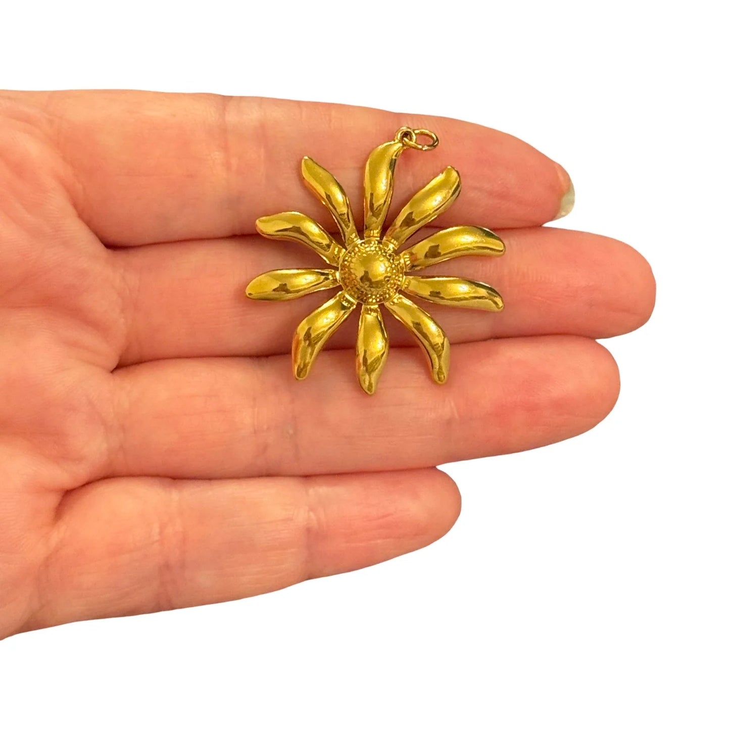 Sarı Çelik Papatya Kolye Ucu-36 mm