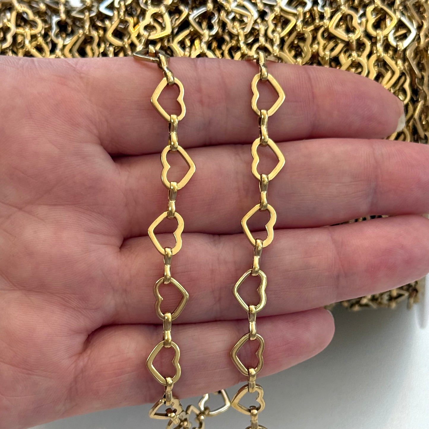 Suya Dayanıklı PVD Altın Kaplama Paslanmaz Çelik 10x8mm Kalpli Zincir