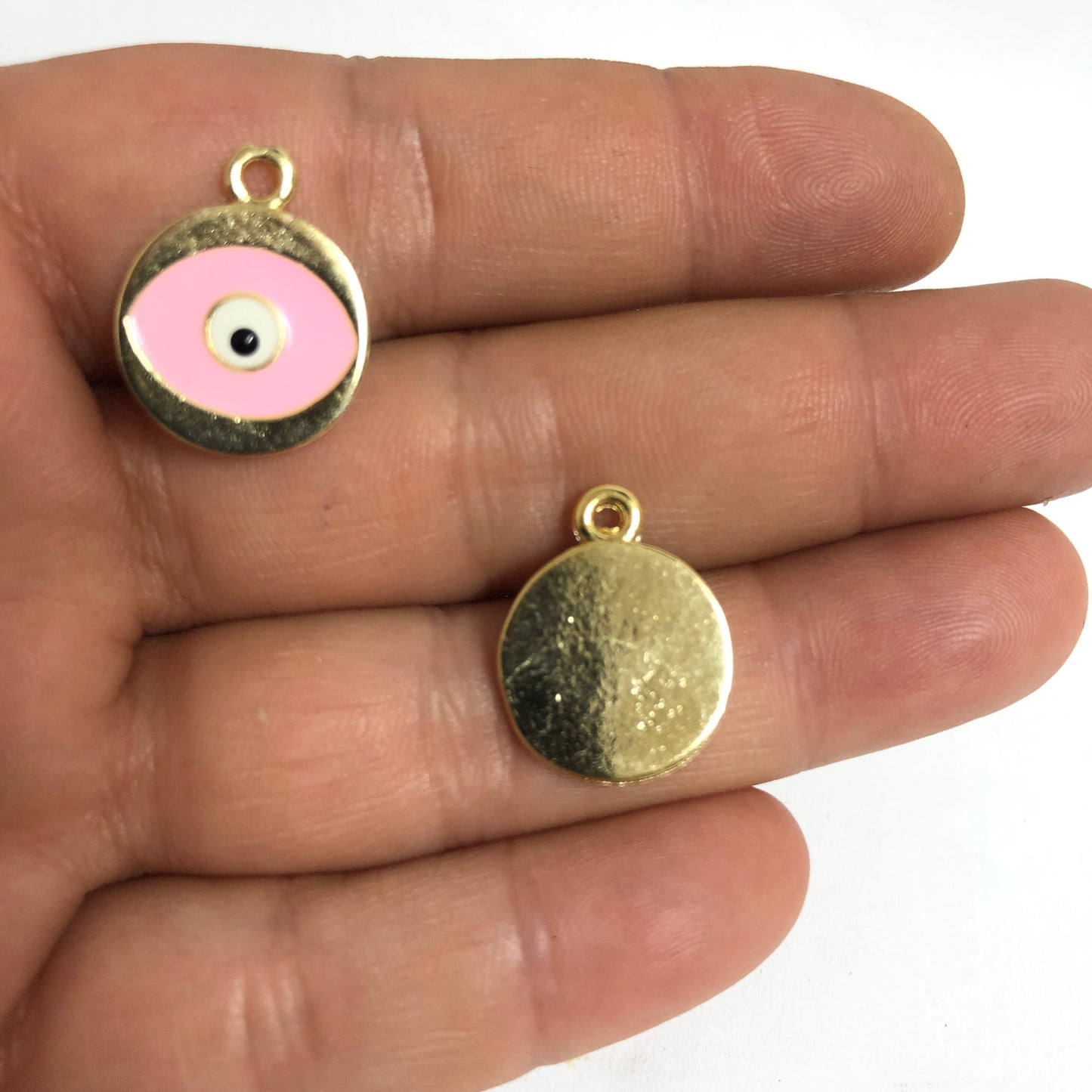 Altın Kaplama Mineli Yuvarlak Göz -Pembe