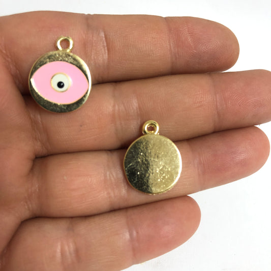 Gold Plated Enamel Eye - White