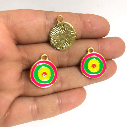 Gold Plated Enamel Eye - White