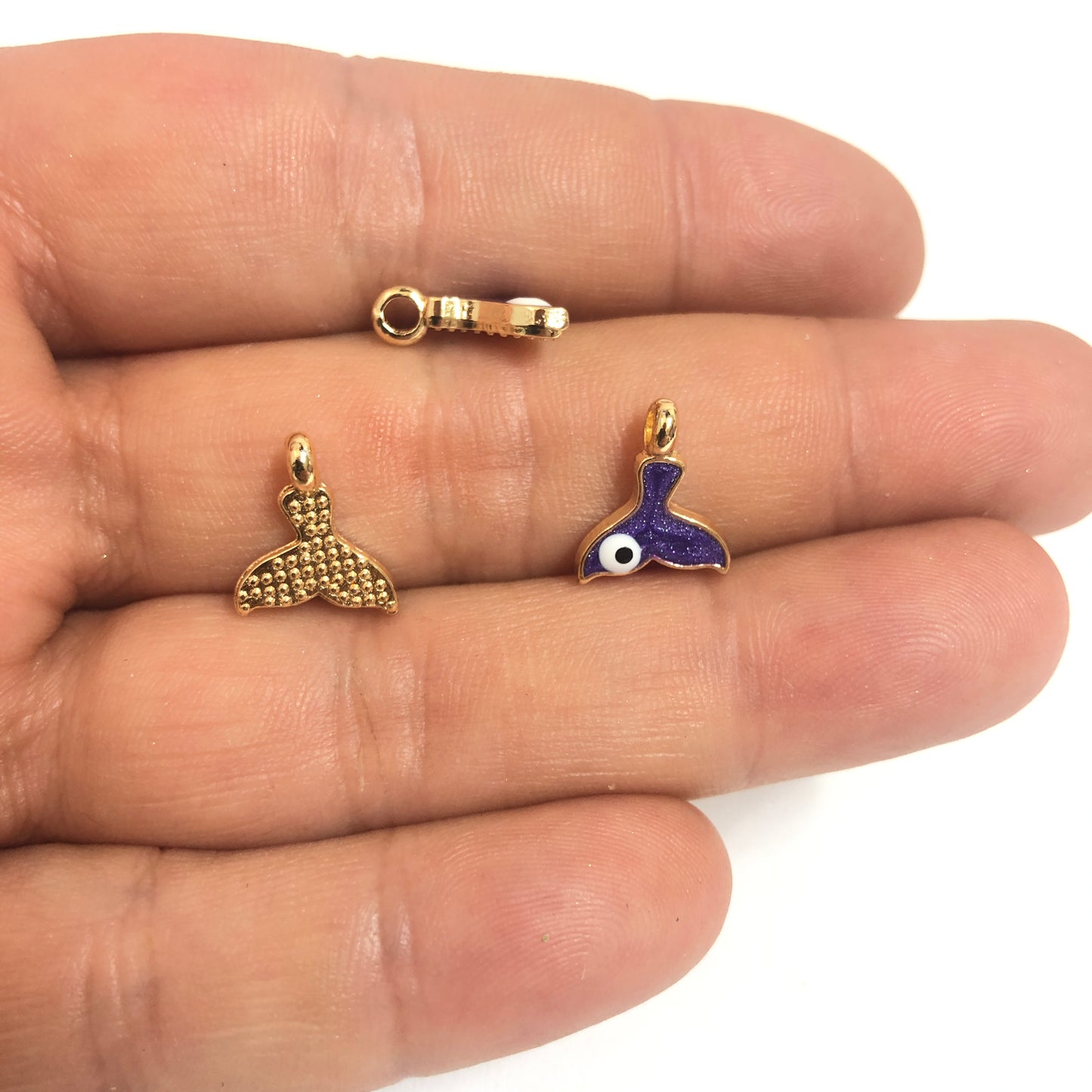 Altın Kaplama Mineli Balina Kuyruğu Sallantı -Sedefli Mor