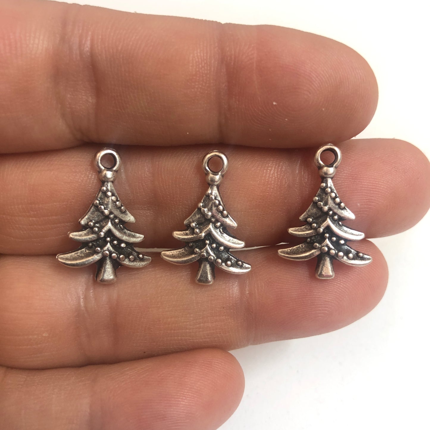 Yeni Yıl Serisi -Antik Gümüş Kaplama -Çam Ağacı Süslemeli