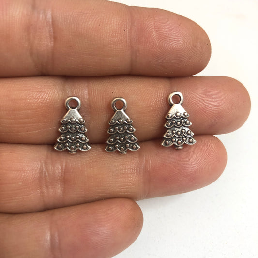 Yeni Yıl Serisi -Antik Gümüş Kaplama - Mini Çam Ağacı