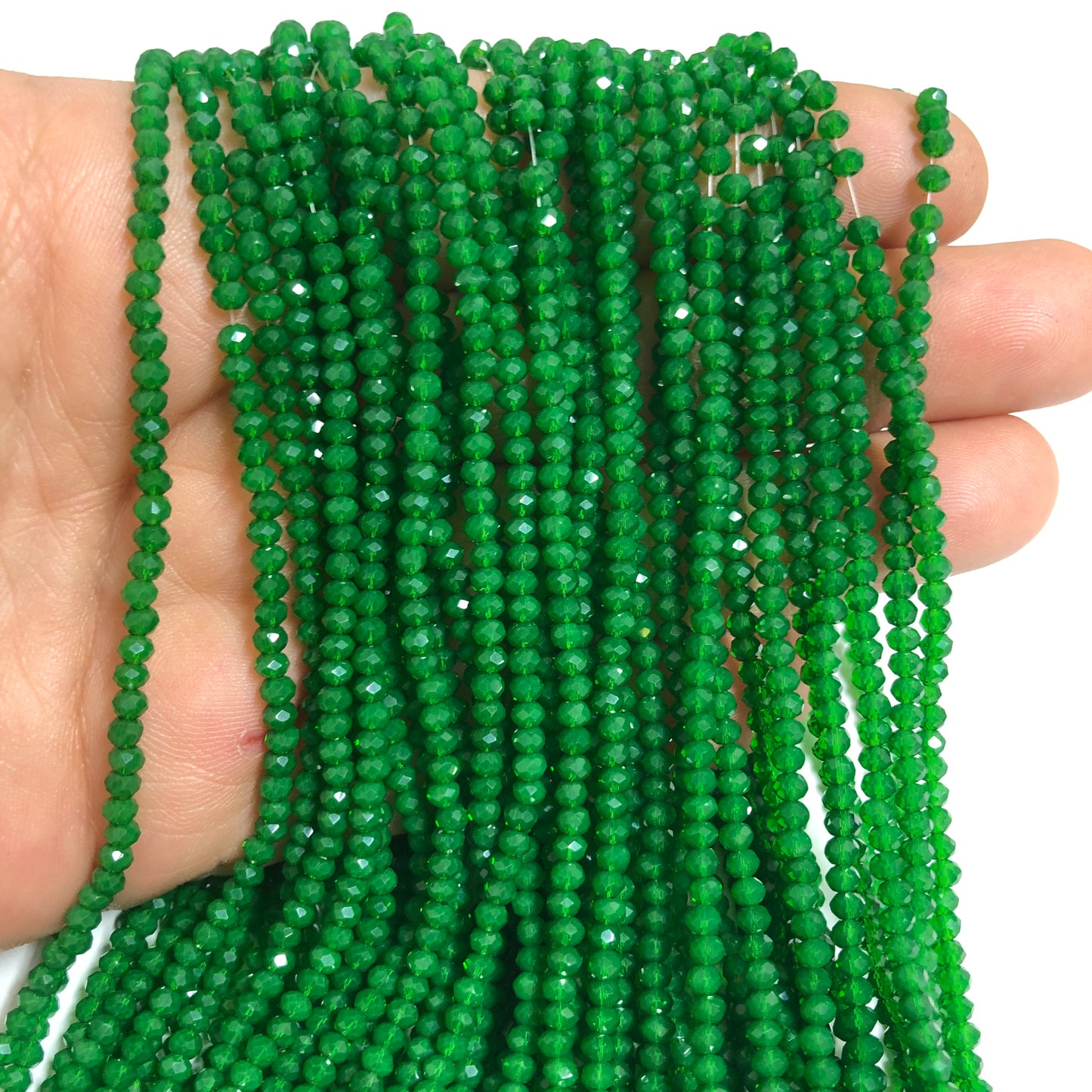 Kristal Boncuk, Çin Kristali-2mm- 27 - Şeffaf Buzlu Yeşil