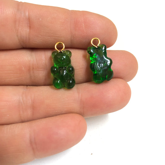 Murano Cam Sallanıtı Ayıcık Şeffaf Çimen Yeşili