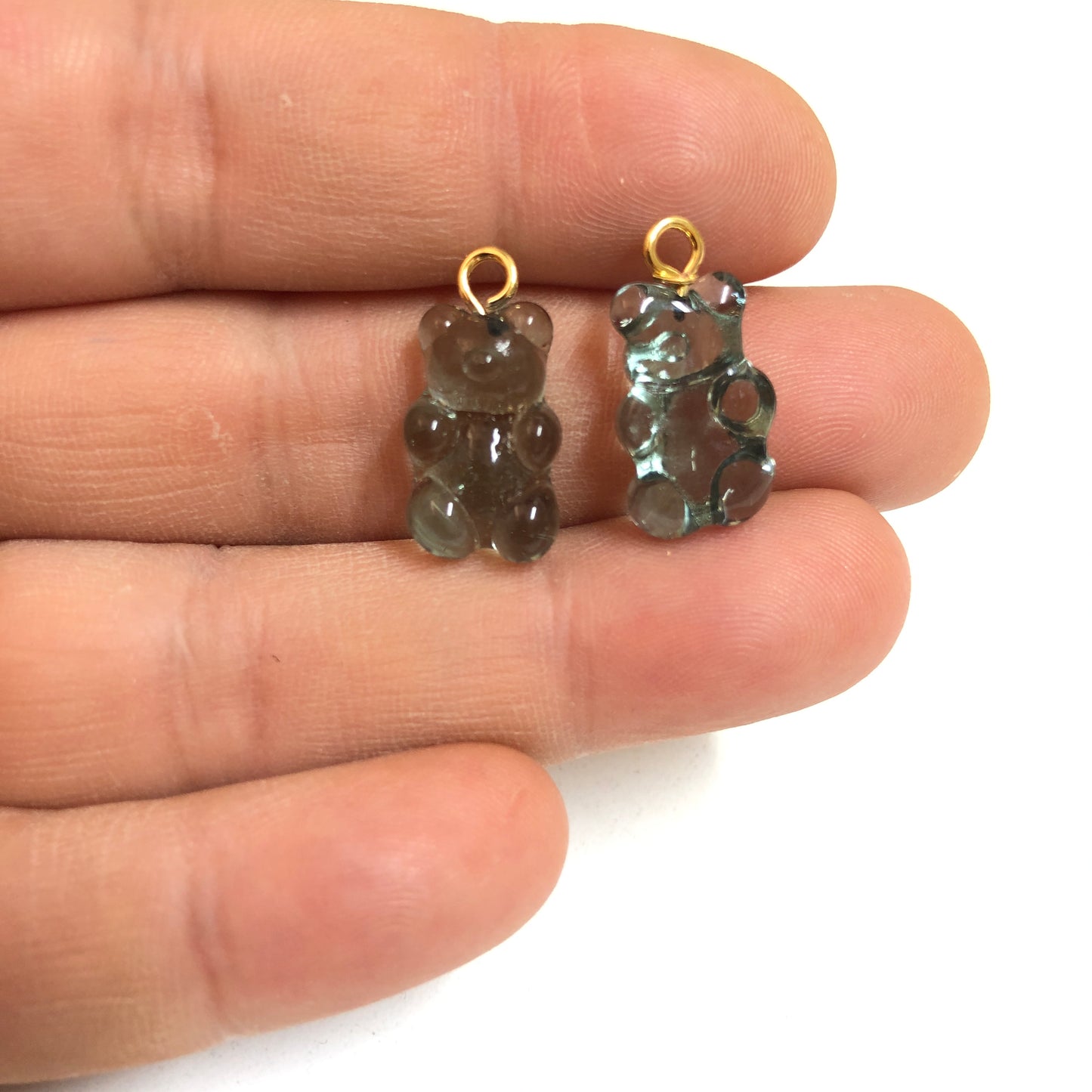 Murano Cam Sallantı Ayıcık Şeffaf Dumanlı Gri