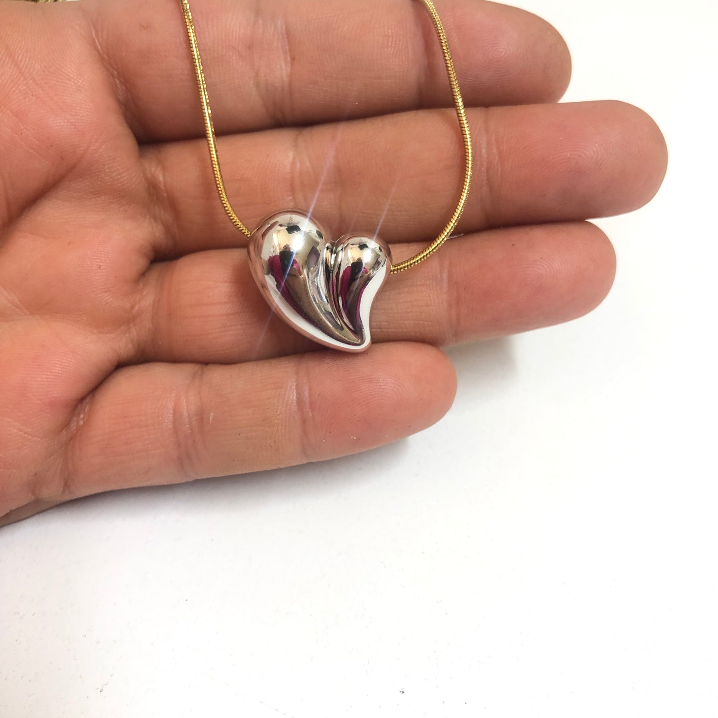 Rodyum Kaplama 20mm Yamuk Tombul Kalp