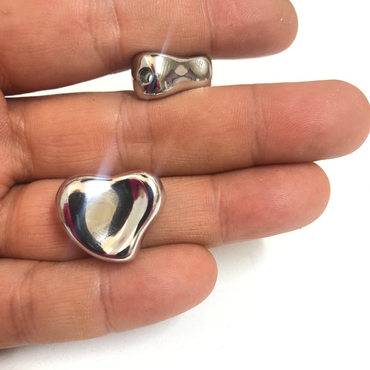 Rodyum Kaplama 21mm Şekilsiz Tombul Kalp