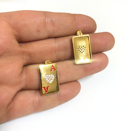 Sarı Çelik Kalp Zirkon Taşlı As Kolye ucu