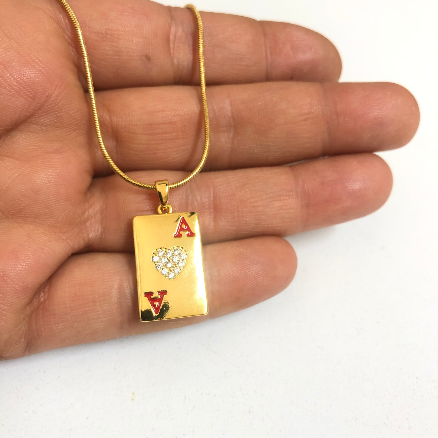 Sarı Çelik Kalp Zirkon Taşlı As Kolye ucu