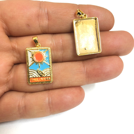 Sarı Çelik Tarot Kolye Ucu ''THE LOVERS'' (AŞIKLAR Kartı)