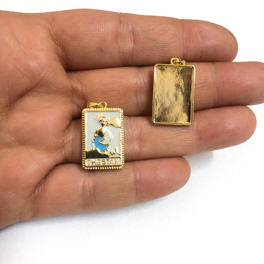 Sarı Çelik Tarot Kolye Ucu ''THE STAR'' (Yıldız Kartı)