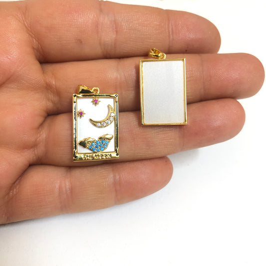 Sarı Çelik Tarot Kolye Ucu ''THE MOON'' (Ay Kartı)