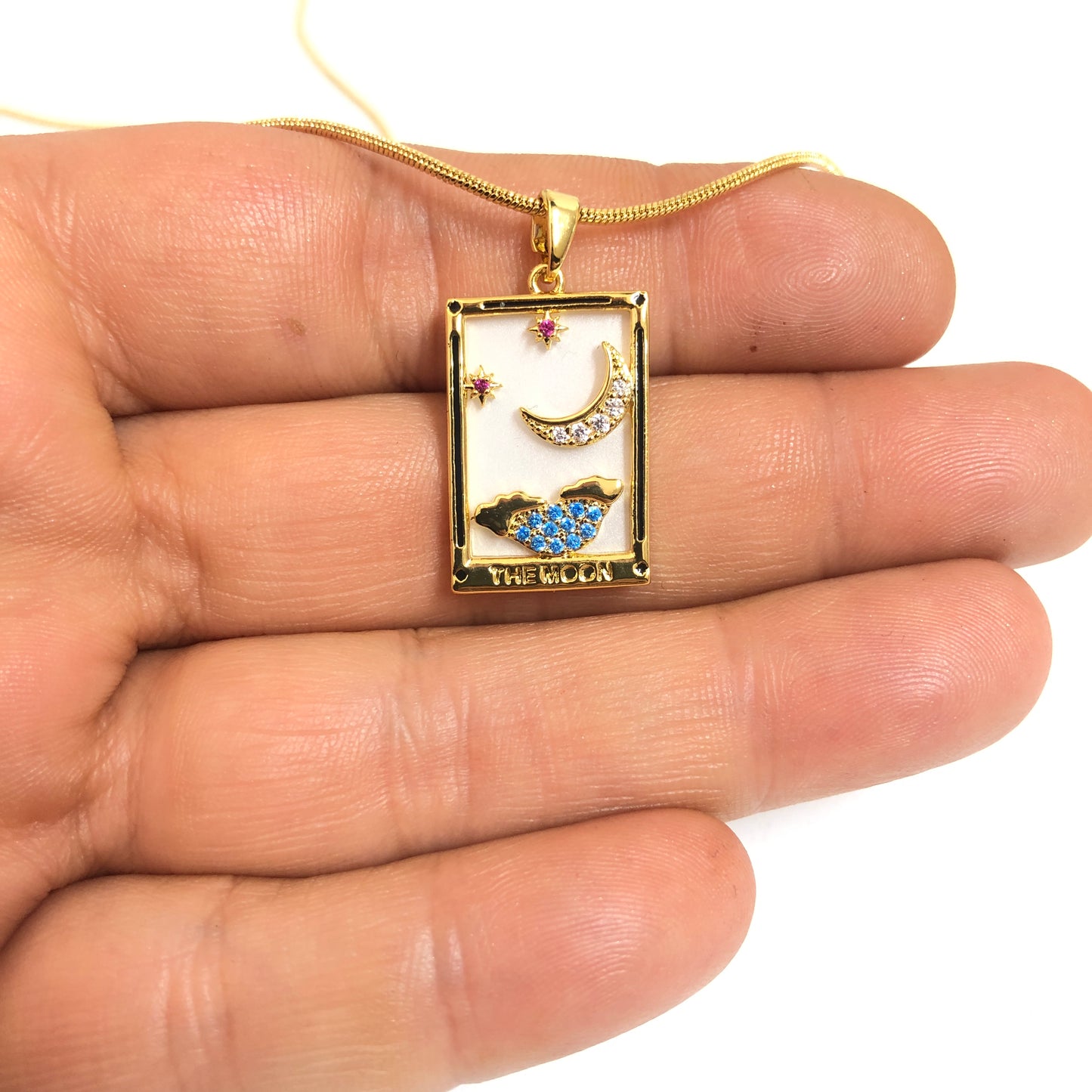 Sarı Çelik Tarot Kolye Ucu ''THE MOON'' (Ay Kartı)