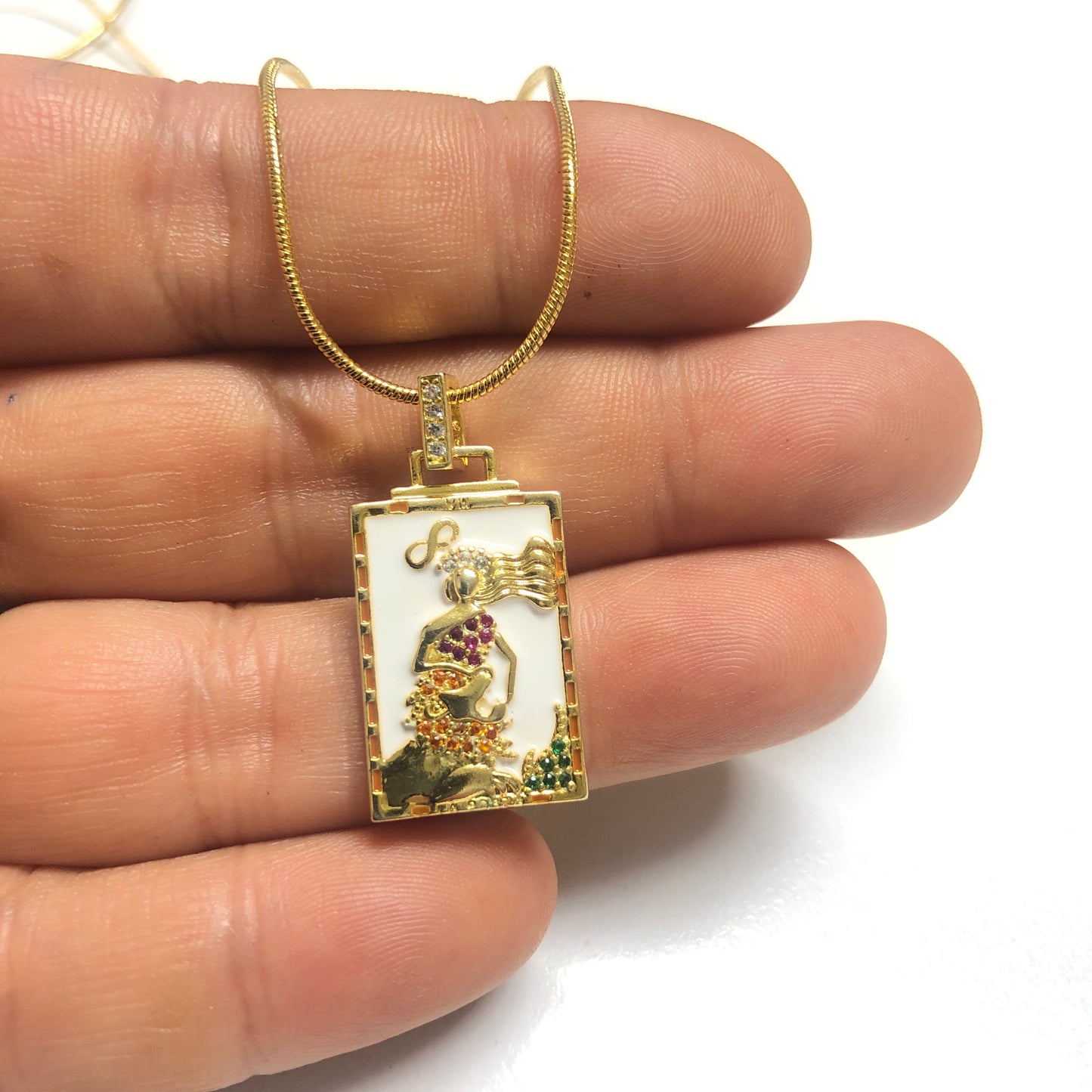 Sarı Çelik Tarot Kolye Ucu ''LA FORZA'' (Güç Kartı)