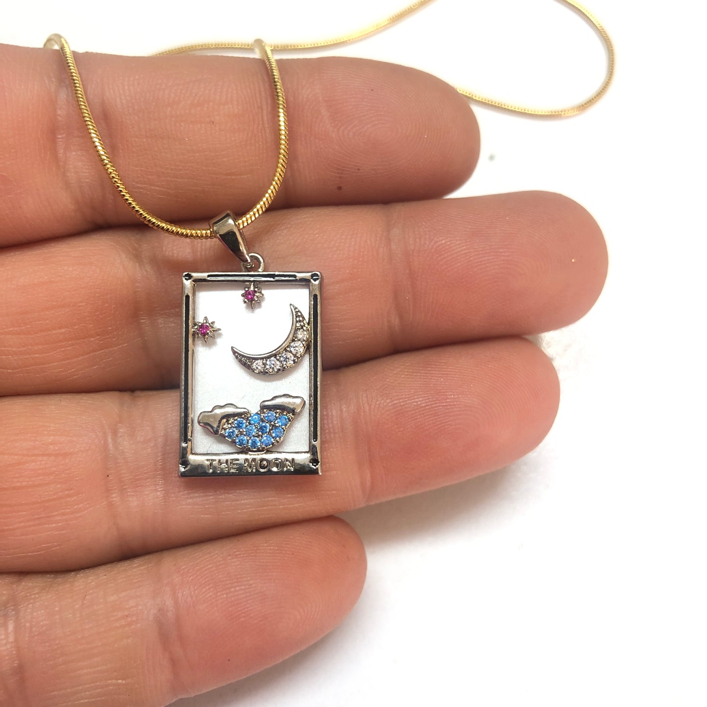 Çelik Tarot Kolye Ucu ''THE MOON'' (Ay Kartı)