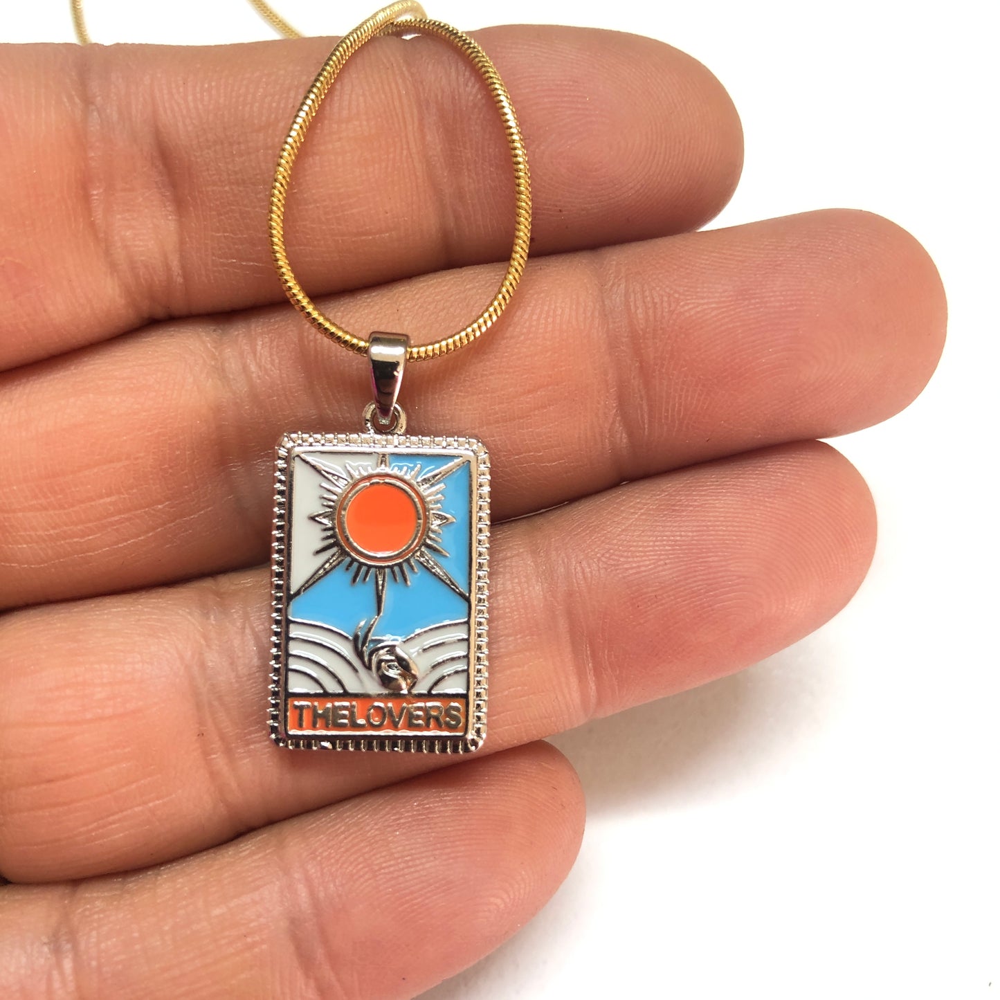 Çelik Tarot Kolye Ucu ''THE LOVERS'' (AŞIKLAR Kartı)