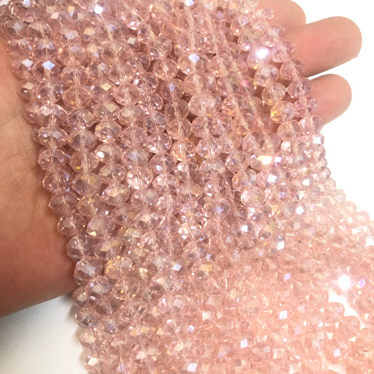 Kristal Boncuk, Çin Kristali-8mm - 81 Şeffaf Janjanlı Pembe