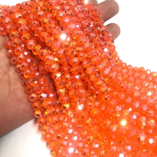 Kristal Boncuk, Çin Kristali-8mm-57- Şeffaf Parlak Turuncu