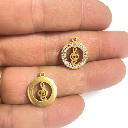 Sarı Çelik Zirkon Taşlı Yuvarlak Sol Anahtarı Uç