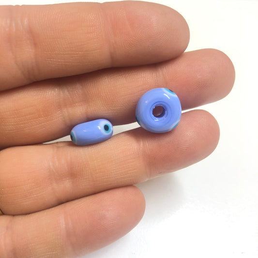 Handmade Washer Evil Eye Beads 13x5 White