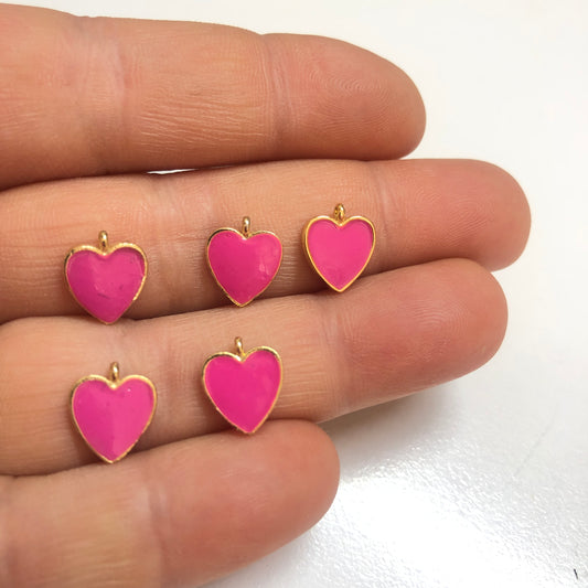 Altın Kaplama Mineli Kalp Sallantı Aparatı - Koyu Pembe