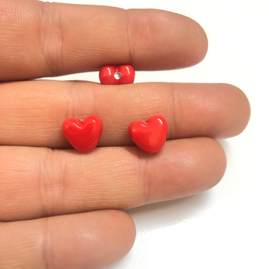 Akrilik Boncuk Kırmızı Kalp 10mm