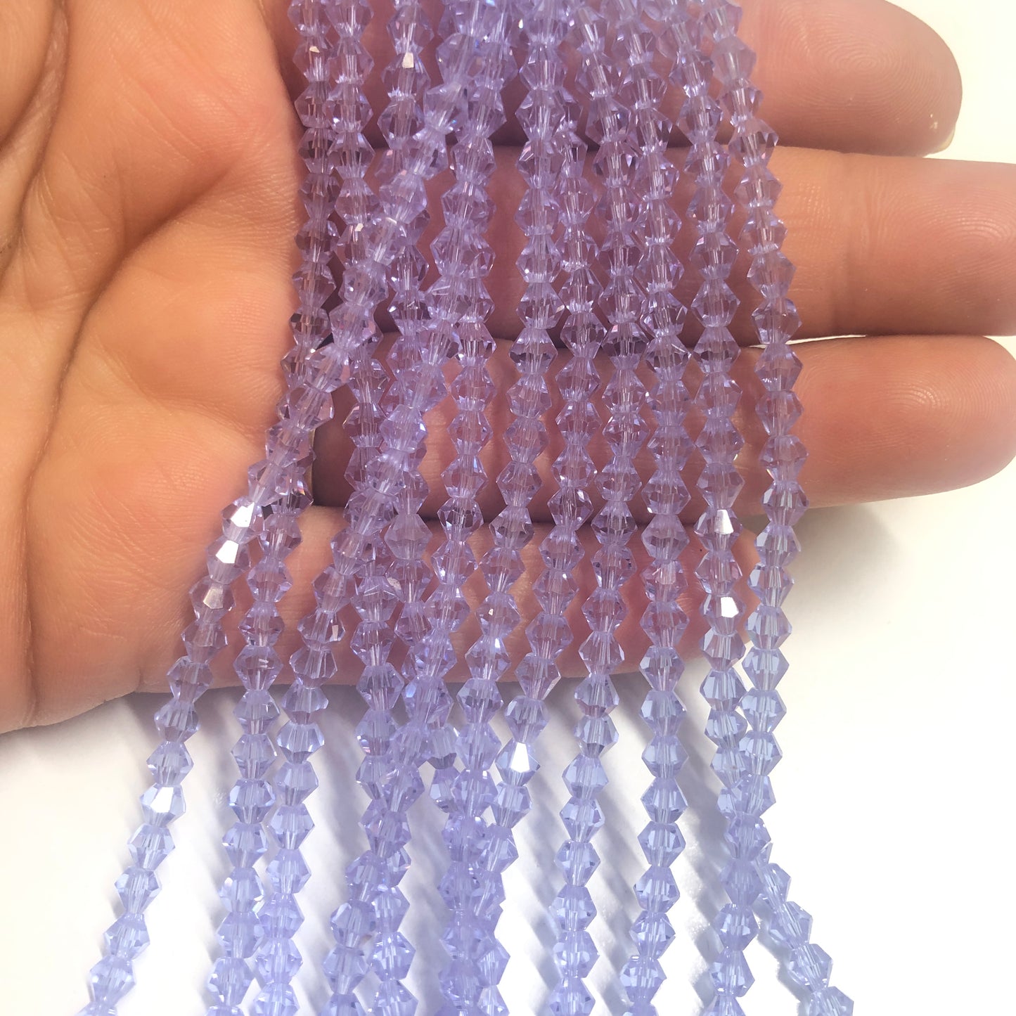 Kristal Boncuk, Piramit Çin Kristali 4 mm -Lila