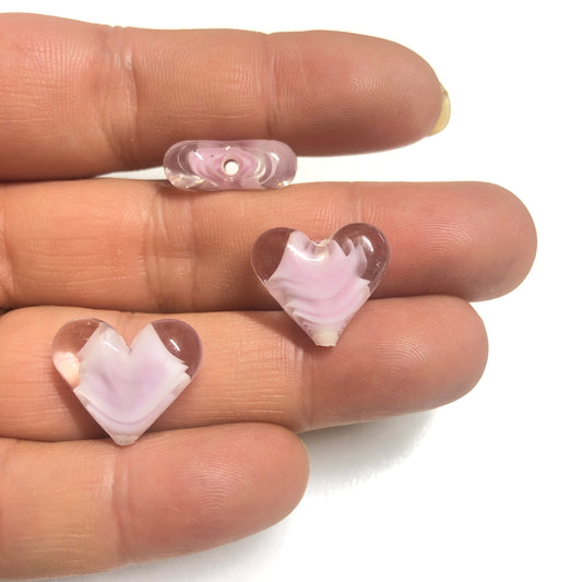 Murano Cam Kalp Pembe (Dik Delikli)
