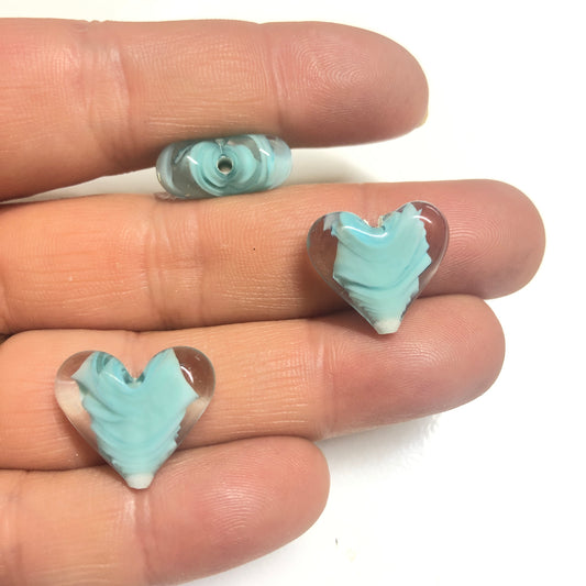 Murano Cam Kalp Mavi (Dik delikli)