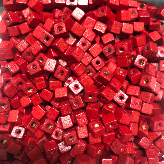 5x5mm Cube Wooden Bead 9 - Khaki Green