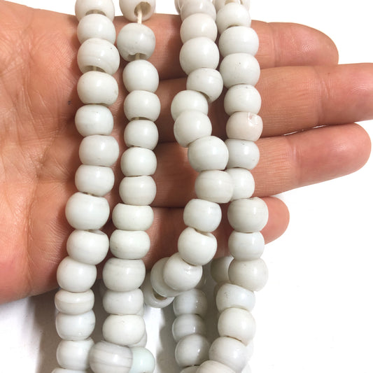 Yuvarlak Cam Ocak Boncuğu - Beyaz