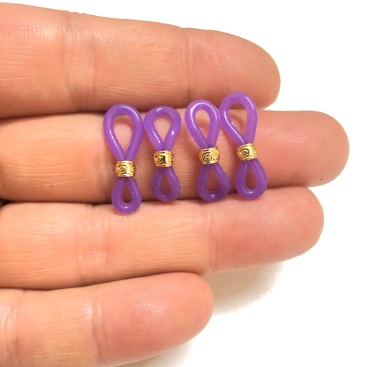 Altın Kaplama Renkli Gözlük Aparatı - Mor