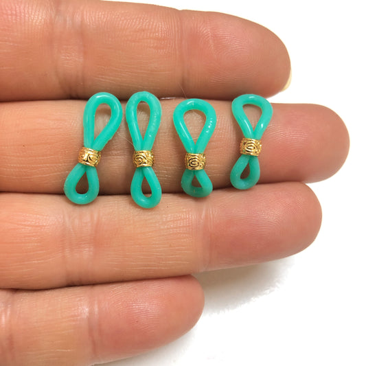 Altın Kaplama Renkli Gözlük Aparatı - Turkuaz Yeşil