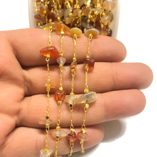 Altın Kaplama Doğaltaşlı Zincir - Akik 2