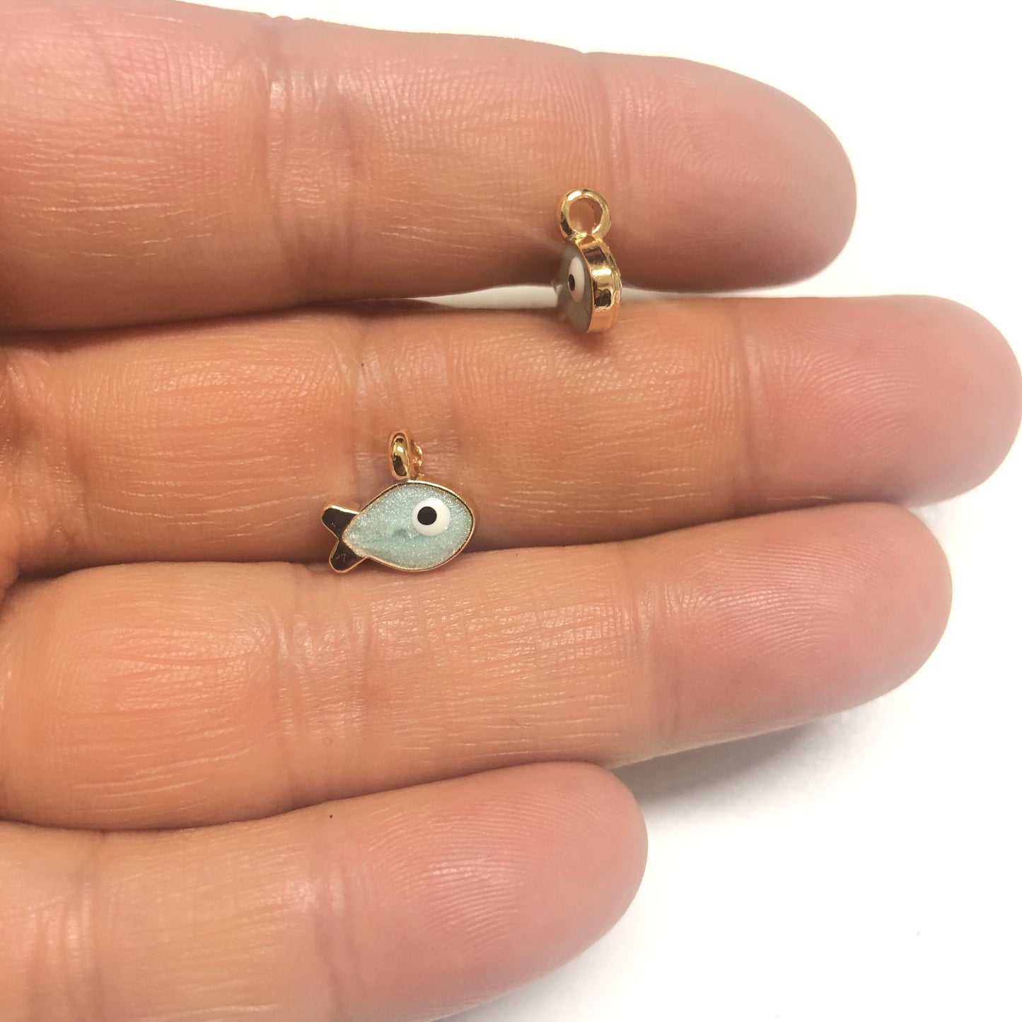 Altın Kaplama Mineli Küçük Balık Sallantı - Sedefli Mint