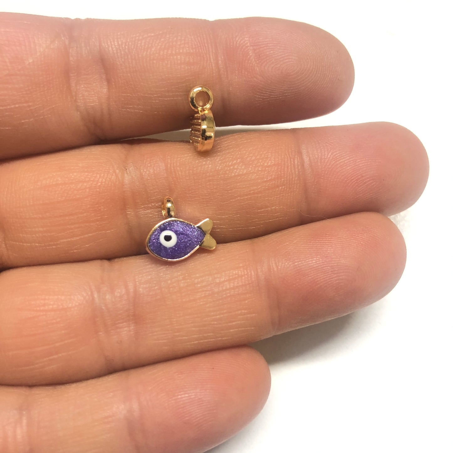 Altın Kaplama Mineli Küçük Balık Sallantı - Sedefli Mor