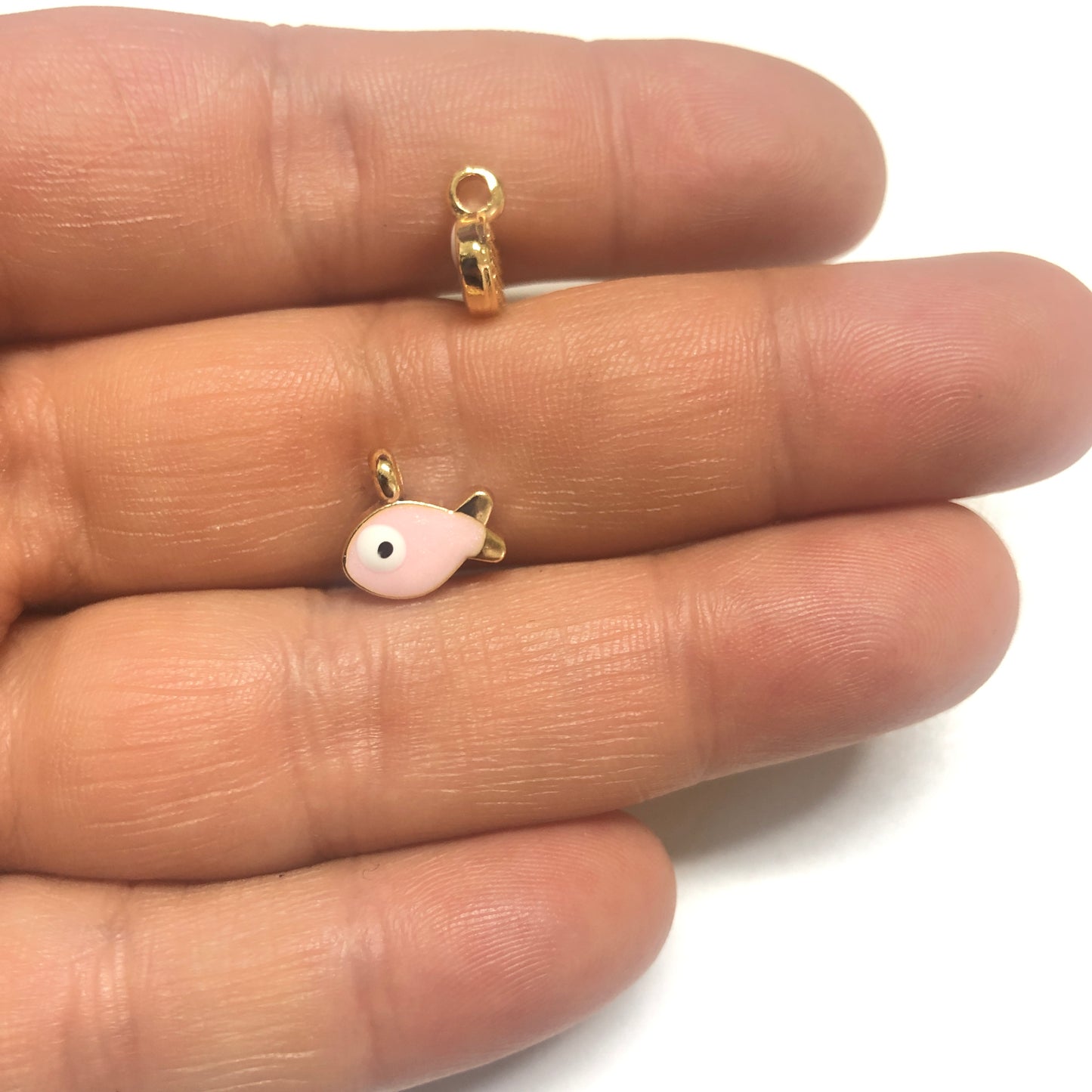 Altın Kaplama Mineli Küçük Balık Sallantı - Sedefli Açık Pembe