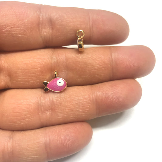 Altın Kaplama Mineli Küçük Balık Sallantı - Sedefli Pembe