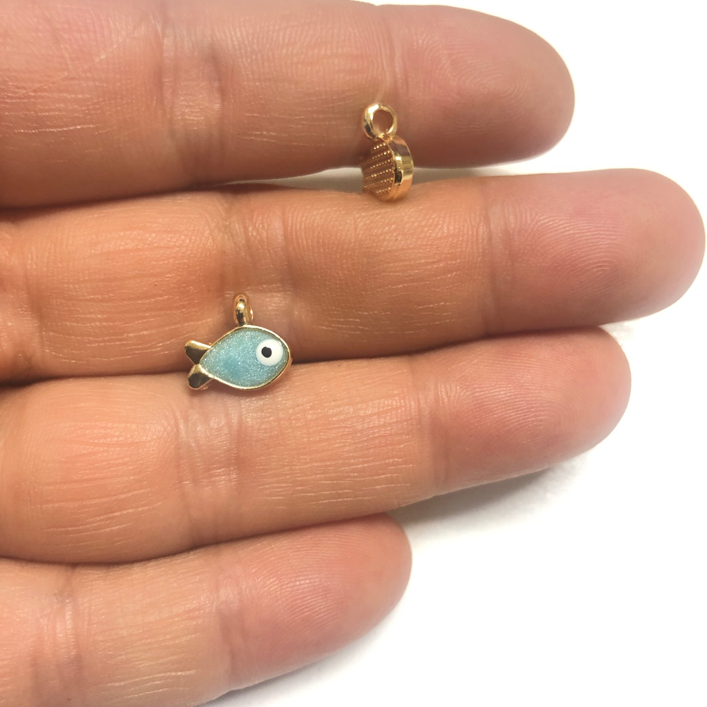 Altın Kaplama Mineli Küçük Balık Sallantı - Sedefli Turkuaz