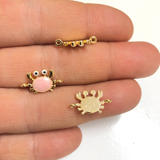 Altın Kaplama Mineli Yengeç Bileklik Aparatı -Sedefli Açık Pembe