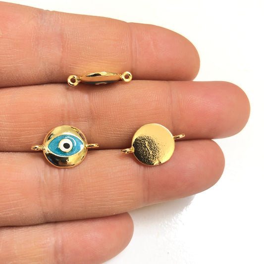 Pirinç Altın Kaplama Mineli Nazar Göz Bileklik Aparatı-Sedefli Turkuaz