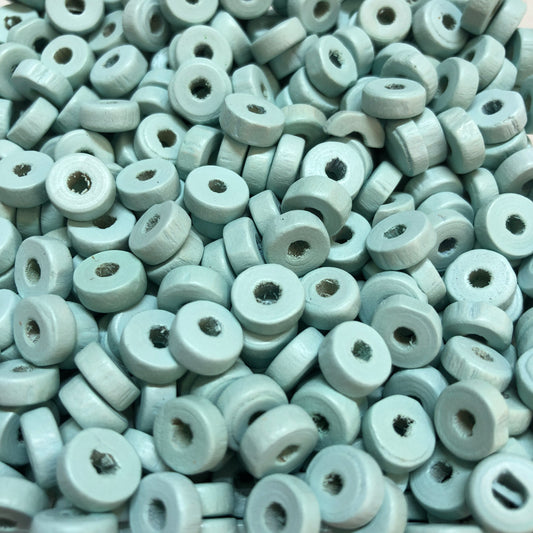 8mm Rondel Ahşap Boncuk 39 - Mat Mint