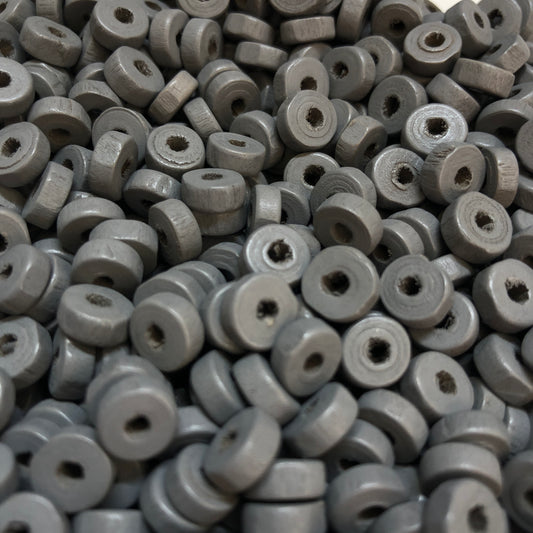 8mm Rondel Ahşap Boncuk 40 - Mat Gri