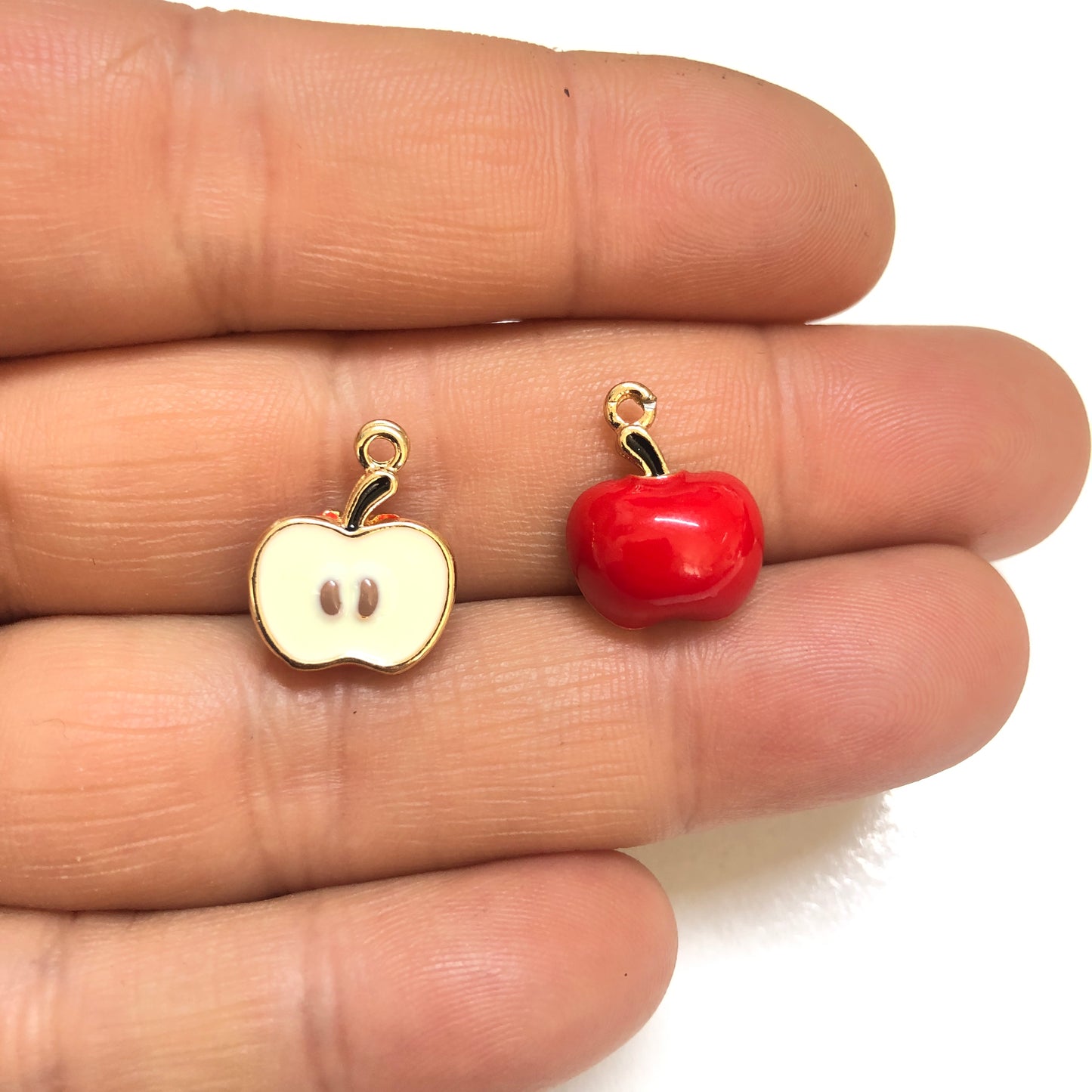 Gold Plated Enamel Strawberry Shaking Attachment - Neon Green