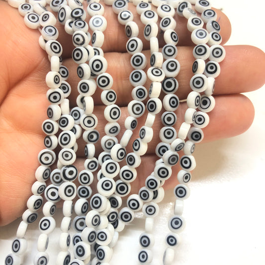 Nazar Boncuk Yassı 6 mm -Beyaz