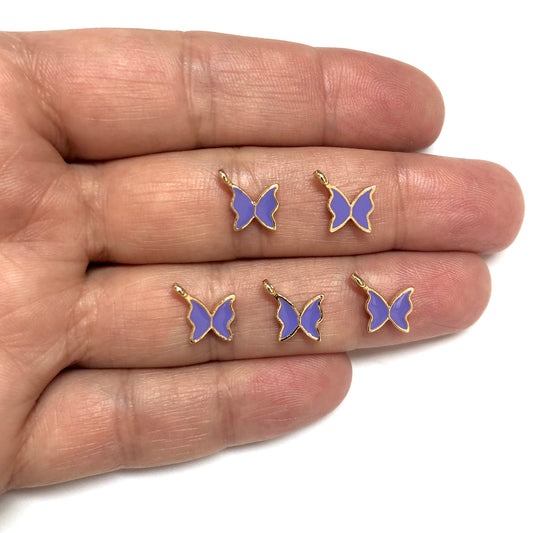 Altın Kaplama Mineli Kelebek Sallantı Aparatı - Lila