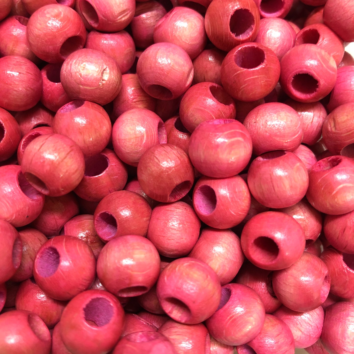 10mm Wide Hole Wooden Bead Claret Red-20